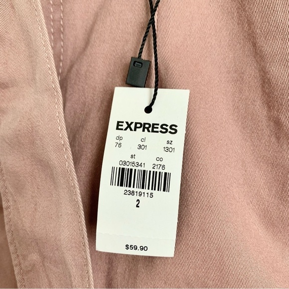 Express Dusty Rose Pink Tie-Front Paperbag Waist Super High Waisted Shorts - Picture 4 of 12